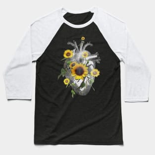 anatomical heart sunflowers cardiac nurse Baseball T-Shirt